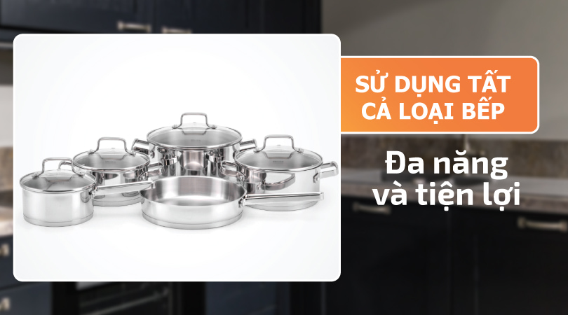 Bộ nồi inox Malloca SA-1503 - Đa năng và tiện lợi